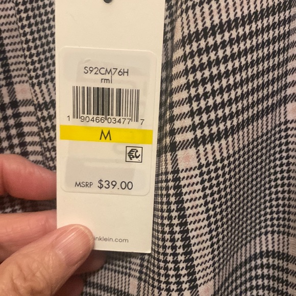 Calvin Klein Sleeveless Blouse Black/Pink/White Plaid Women’s Medium - Picture 8 of 9